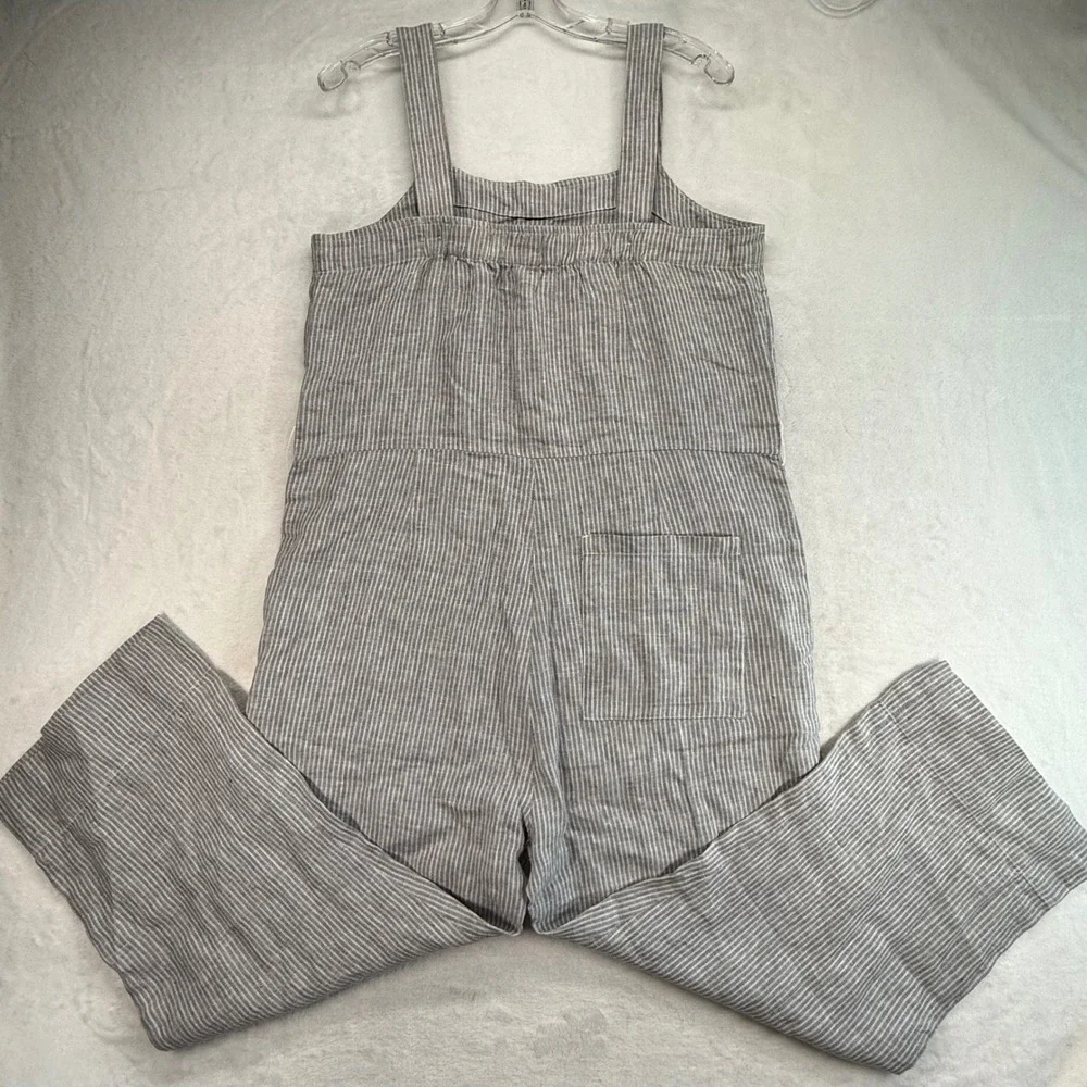 Everlane Linen Striped Jumpsuit Wide Leg Sleeveless Casual Size 10 NWOT- no belt